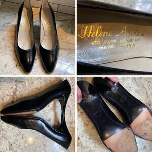 Helene Arpels Park Avenue Black Leather Dress Pumps Italy 9.5 AA
